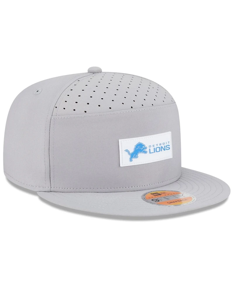 New Era Men's Gray Detroit Lions 2025 Sideline Split Panel 9FIFTY Snapback Hat