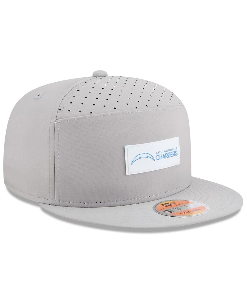 New Era Men's Gray Los Angeles Chargers 2025 Sideline Split Panel 9FIFTY Snapback Hat