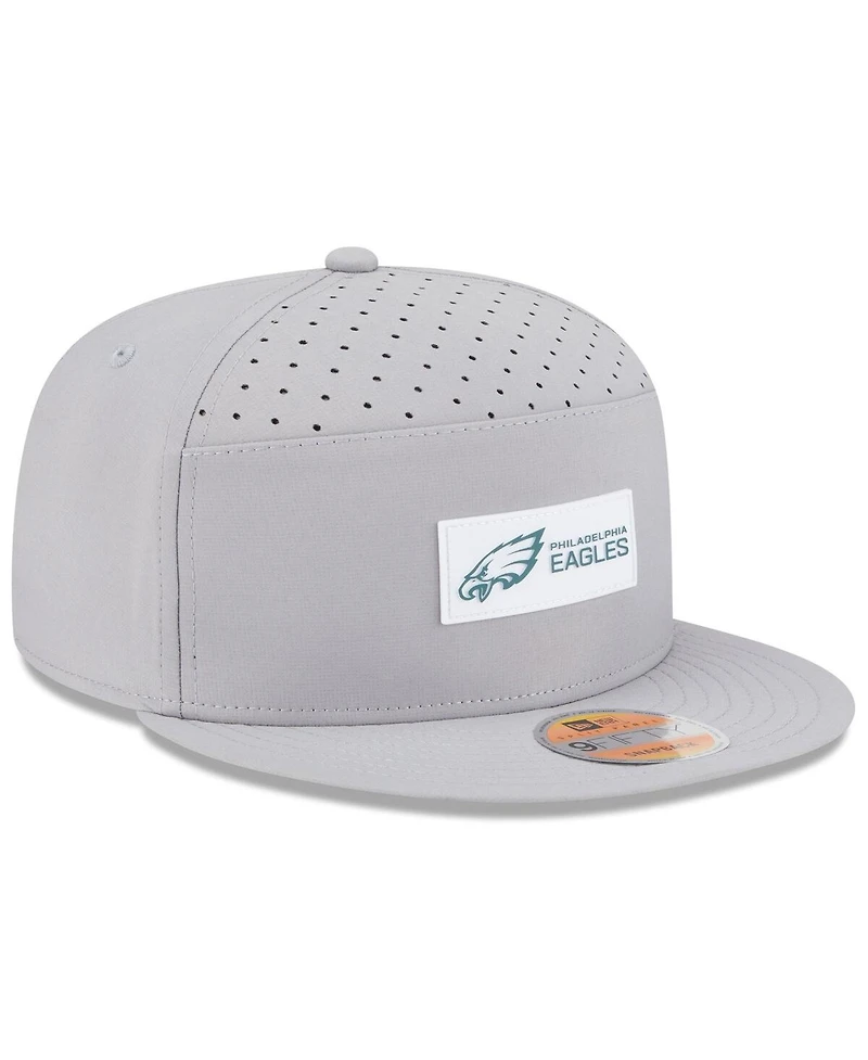 New Era Men's Gray Philadelphia Eagles 2025 Sideline Split Panel 9FIFTY Snapback Hat
