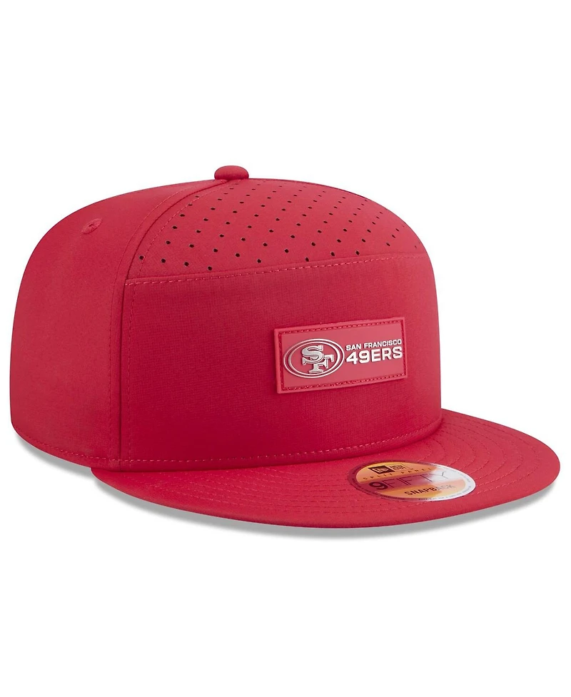 New Era Men's Scarlet San Francisco 49ers 2025 Sideline Split Panel 9FIFTY Snapback Hat