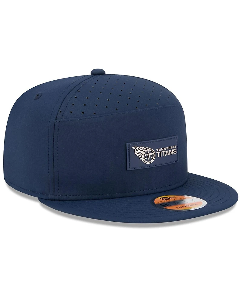 New Era Men's Navy Tennessee Titans 2025 Sideline Split Panel 9FIFTY Snapback Hat