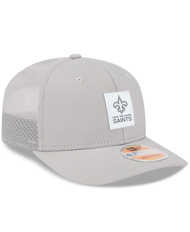New Era Men's Gray New Orleans Saints 2025 Sideline 9SEVENTY Adjustable Trucker Hat
