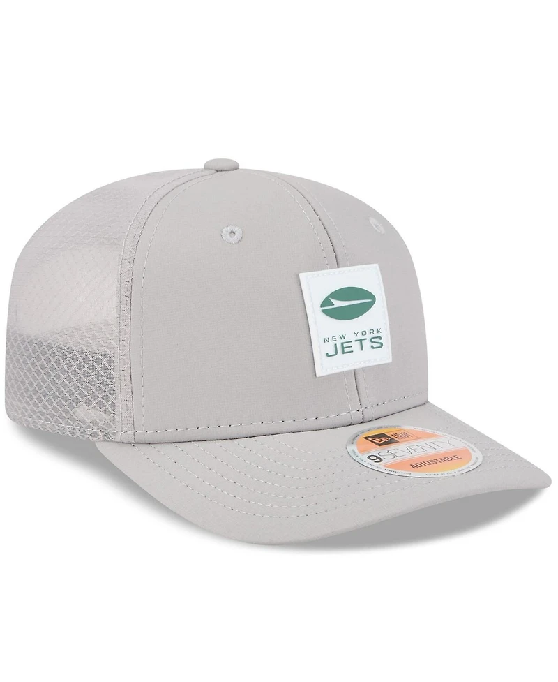 New Era Men's Gray New York Jets 2025 Sideline 9SEVENTY Adjustable Trucker Hat