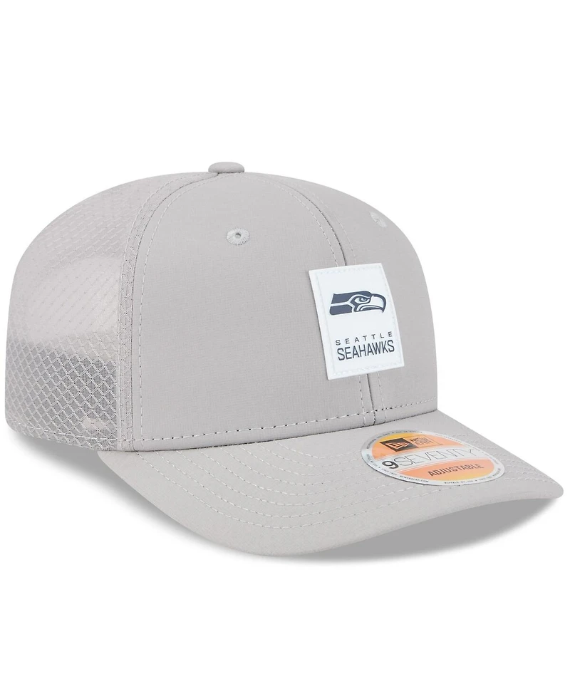 New Era Men's Gray Seattle Seahawks 2025 Sideline 9SEVENTY Adjustable Trucker Hat