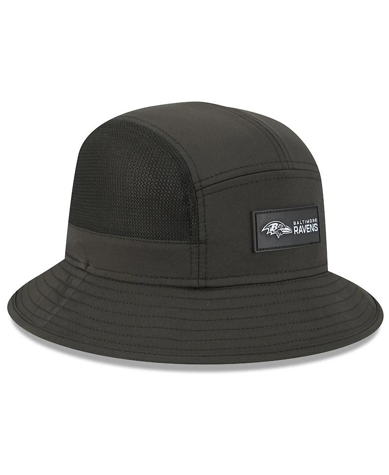 New Era Men's Black Baltimore Ravens 2025 Sideline Bucket Hat