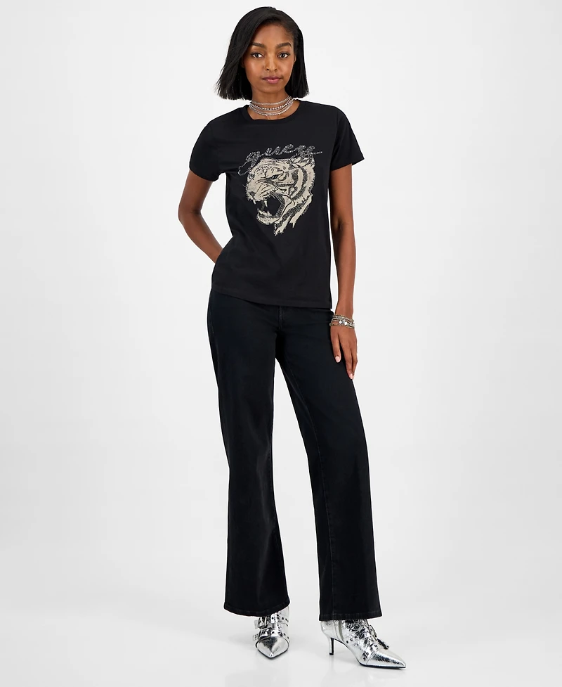 Guess Women's Tiger Face Easy Short Sleeves T-Shirt