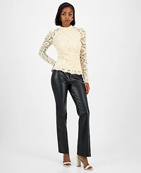 Guess Women's Josephina High Neck Long-Sleeve Lace Top