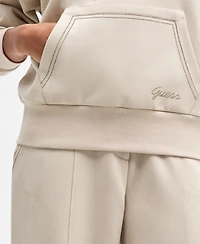 Guess Women's Hooded Scuba Long-Sleeve Faux-Suede Sweatshirt