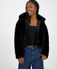 Madden Girl Juniors' Faux-Fur Cropped Jacket
