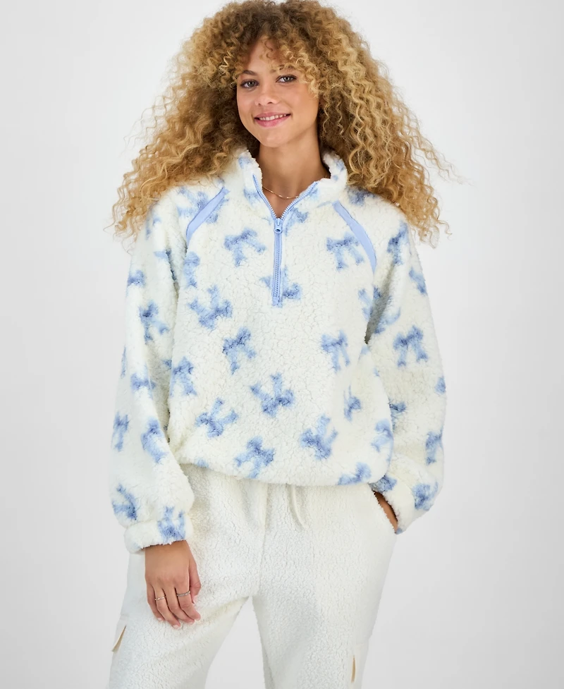 Hippie Rose Juniors' Quarter-Zip Sherpa Jacket