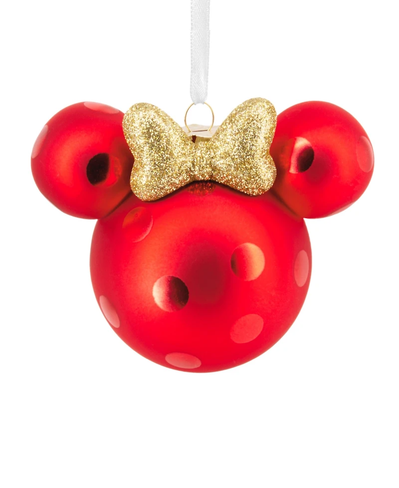 Hallmark Disney Minnie Mouse Ears Icon Glass Christmas Tree Ornament