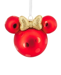 Hallmark Disney Minnie Mouse Ears Icon Glass Christmas Tree Ornament