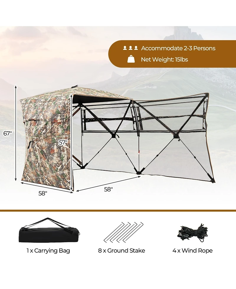 Akiudex 360° one way see through hunting blind ground blind with portable carrying bag