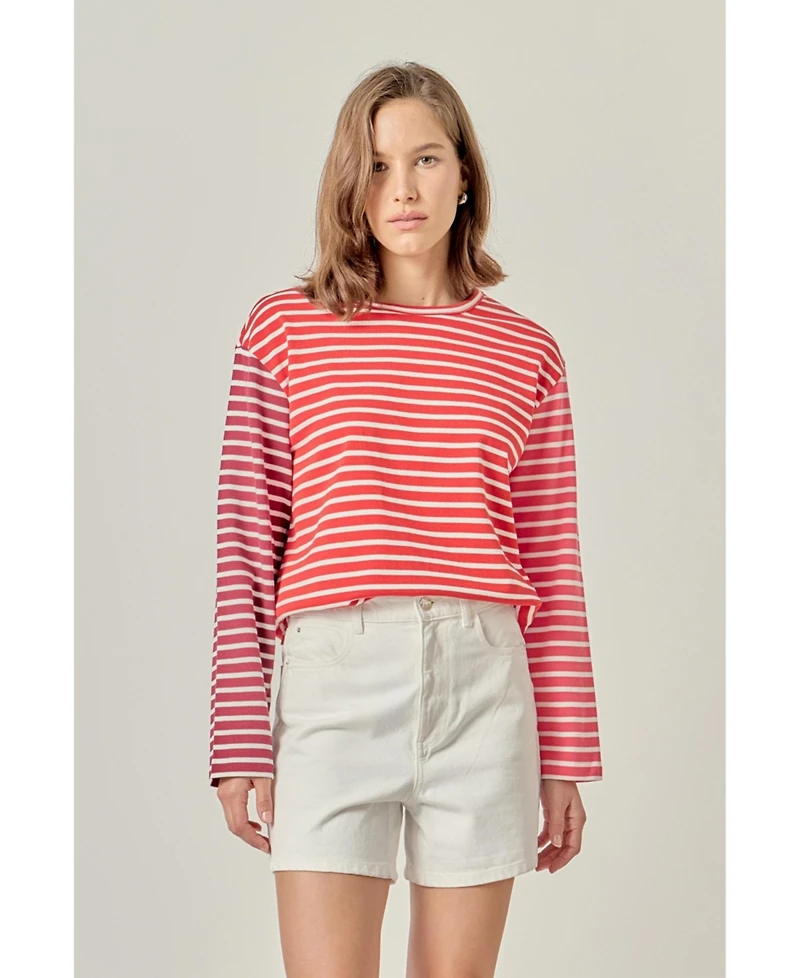 English Factory Women's Stripe Color Block Shirt