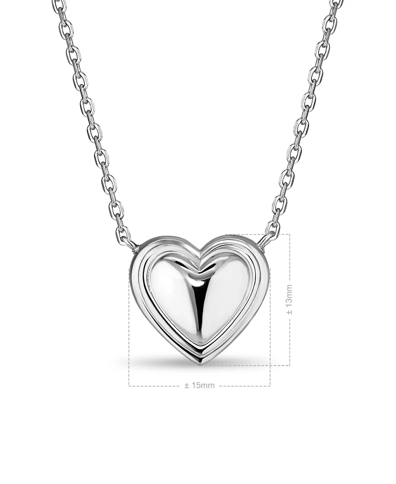 Devata Contour-lined Heart Necklace in Sterling Silver, Adj to 16 in / 17 in / 18 in