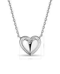 Devata Contour-lined Heart Necklace in Sterling Silver, Adj to 16 in / 17 in / 18 in