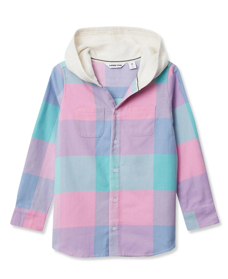 Lands' End Girls Long Sleeve Hooded Flannel