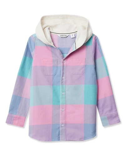Lands' End Girls Long Sleeve Hooded Flannel