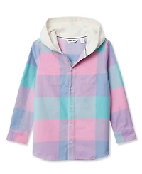 Lands' End Girls Long Sleeve Hooded Flannel