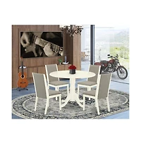 East West Furniture Dining Room Set Linen White