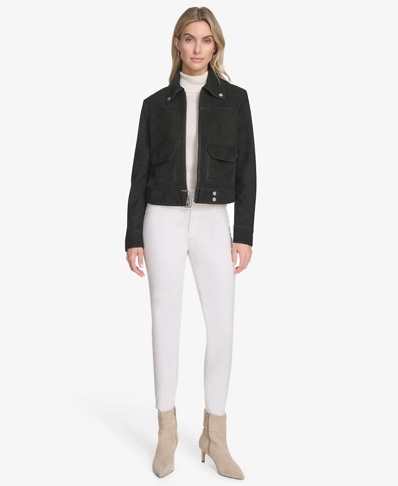 Andrew Marc Women's Lunetta Sueded Leather Trucker Jacket