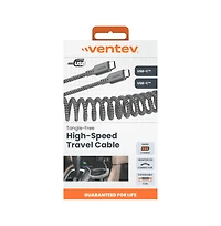 Ventev Helix Usb C to Usb C High Speed Travel 3 Foot Cable-Gray