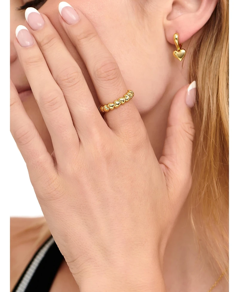 Devata Sweet Heart Eternity Band Ring Gold Plated Sterling Silver,