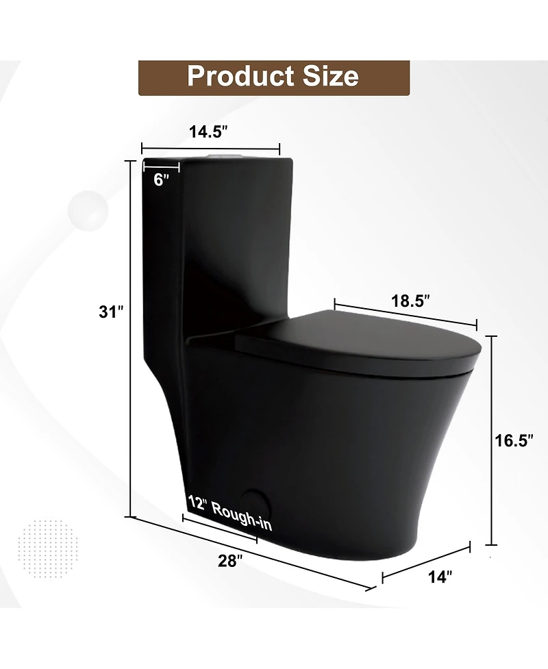 Casainc Dual Flush 1.1/1.6 Gpf Elongated One-Piece Bathroom Fixture, Comfort Height, Water-Saving Design, Map 1000g