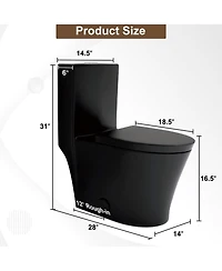 Casainc Dual Flush 1.1/1.6 Gpf Elongated One-Piece Bathroom Fixture, Comfort Height, Water-Saving Design, Map 1000g