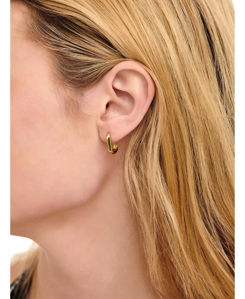 Devata Beveled Hoop Earrings in Gold Plated Sterling Silver