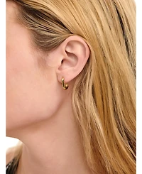 Devata Beveled Hoop Earrings in Gold Plated Sterling Silver