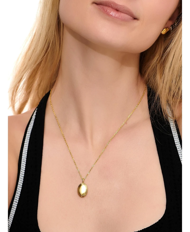 Devata Contour-lined Dome Pendant Necklace in Gold Plated Sterling Silver, Adj to 16 in / 17 in / 18 in
