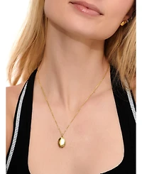 Devata Contour-lined Dome Pendant Necklace in Gold Plated Sterling Silver, Adj to 16 in / 17 in / 18 in