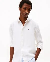 Tommy Hilfiger Men's Pigment-Dyed Linen Button-Down Long Sleeve Shirt