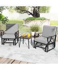 Gymax 2PCS Patio Glider Chair Single Outdoor Rocking with Seat and Back Cushions