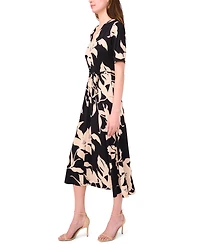 Msk Women's V Neck Tie Waist Maxi Dress