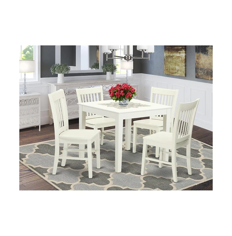 East West Furniture Dining Room Set Linen White