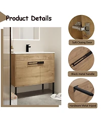 Casainc 36 Inch Bathroom Vanity with Optional Floating or Freestanding Design and Sink