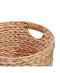 Avery Bohemian Cottage Hand-Woven Hyacinth Cylinder Nesting Baskets with Handles (Set of 3)