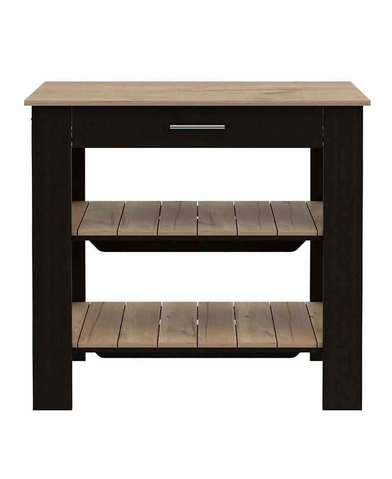 Slickblue Wooden Kitchen Island Table with Drawer and 2 Storage Shelves for Meal Prep