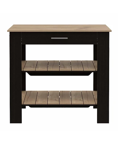 Slickblue Wooden Kitchen Island Table with Drawer and 2 Storage Shelves for Meal Prep