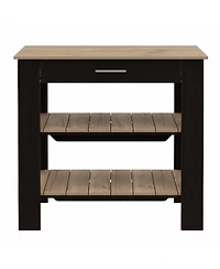 Slickblue Wooden Kitchen Island Table with Drawer and 2 Storage Shelves for Meal Prep