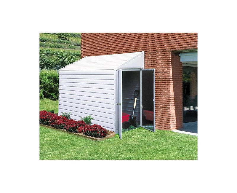 Slickblue Outdoor Steel Storage Shed with Sloped Roof for Garden and Yard Organization
