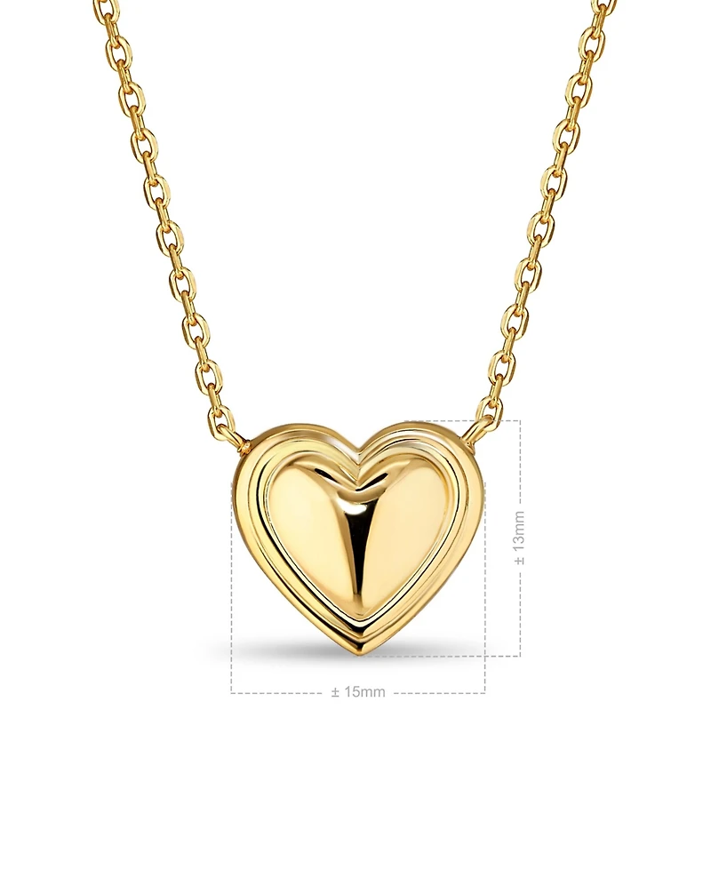 Devata Contour-lined Heart Necklace in Gold Plated Sterling Silver, Adj to 16 in / 17 in / 18 in