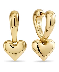 Devata Sweet Heart Huggie Hoop Earrings in Gold Plated Sterling Silver