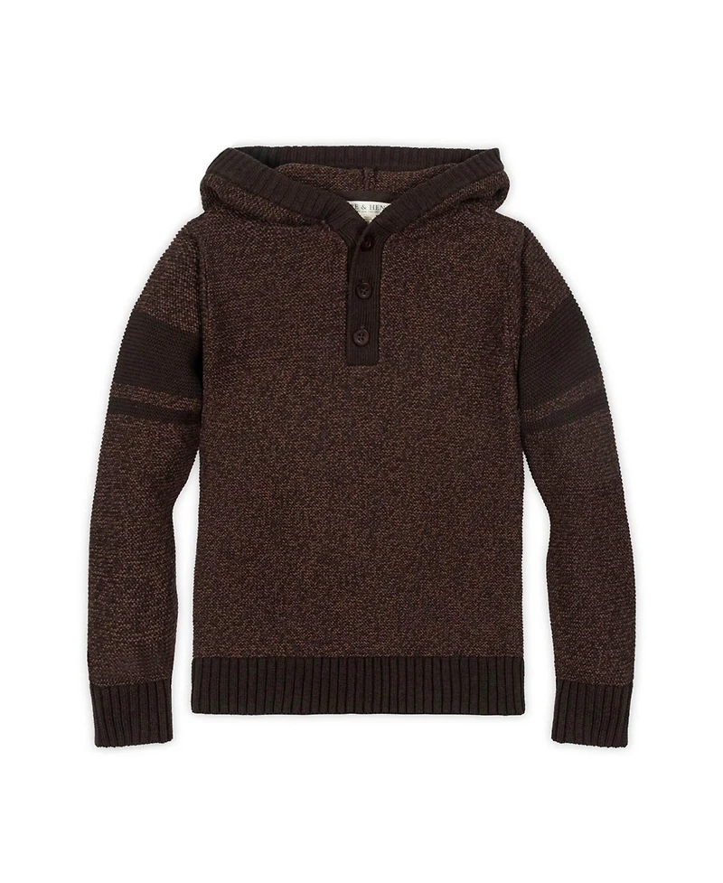 Hope & Henry Little and Big Boys' Organic Long Sleeve Hooded Henley Sweater