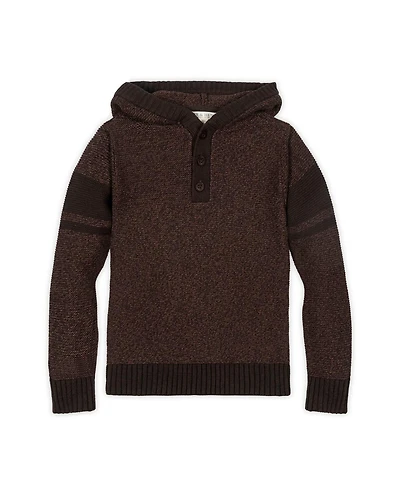 Hope & Henry Little and Big Boys' Organic Long Sleeve Hooded Henley Sweater