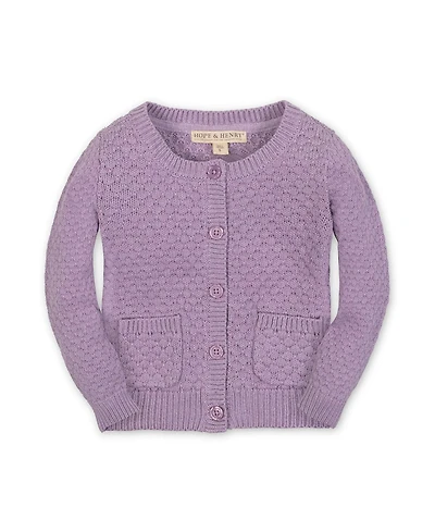 Hope & Henry Girls Organic Long Sleeve Textured Cardigan Sweater