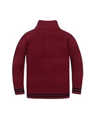 Hope & Henry Little and Big Boys' Organic Mock Neck Stripe Sweater