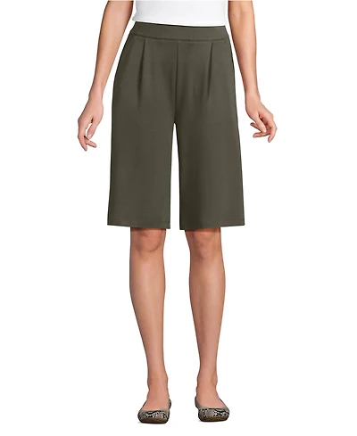 Lands' End Women's Sport Knit High Rise Pleated 12" Bermuda Shorts